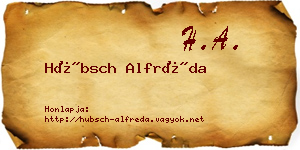 Hübsch Alfréda névjegykártya